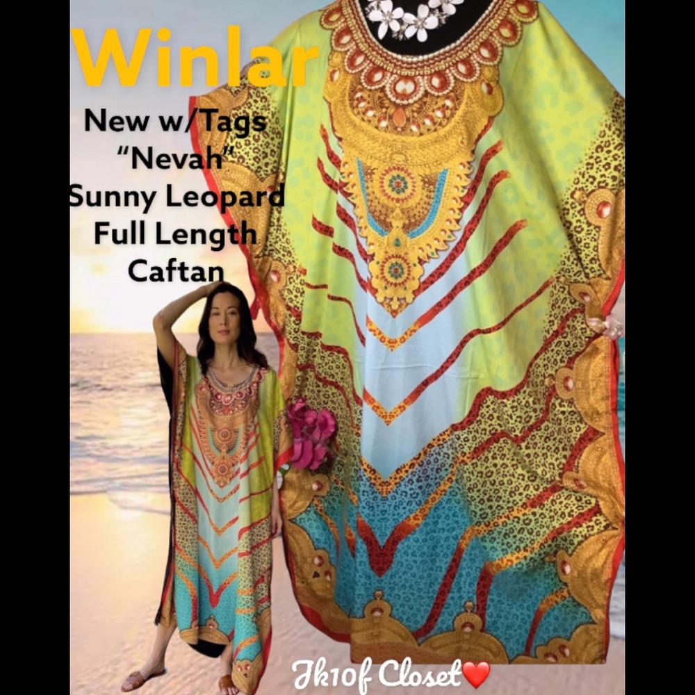 LOWEST🌺 NWT WINLAR🐅 VIBRANT LEOPARD COVERUP CAFTAN